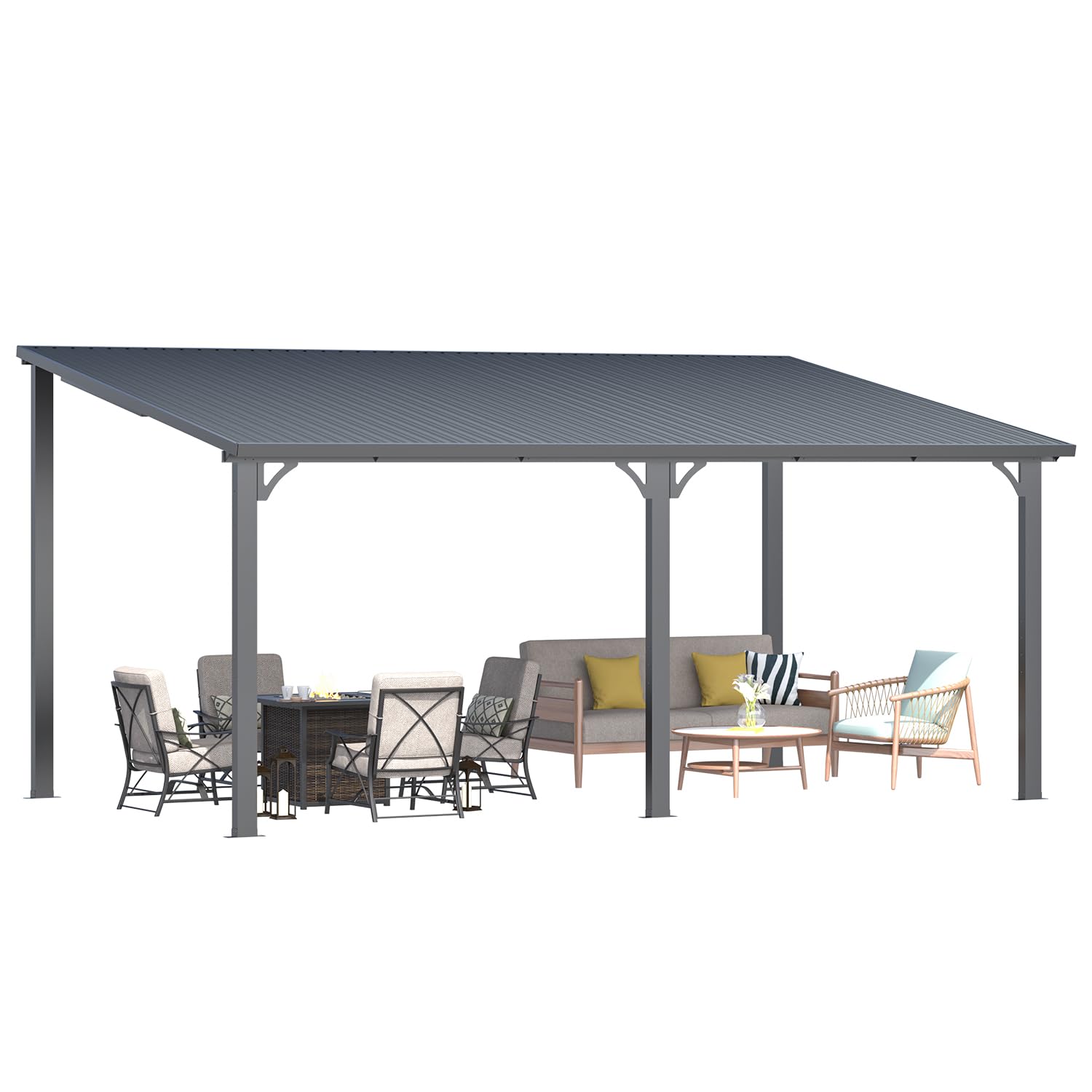 NetSo Hardtop Gazebo 16' x 10' Metal Pergola - Durable Outdoor Shelter Solution