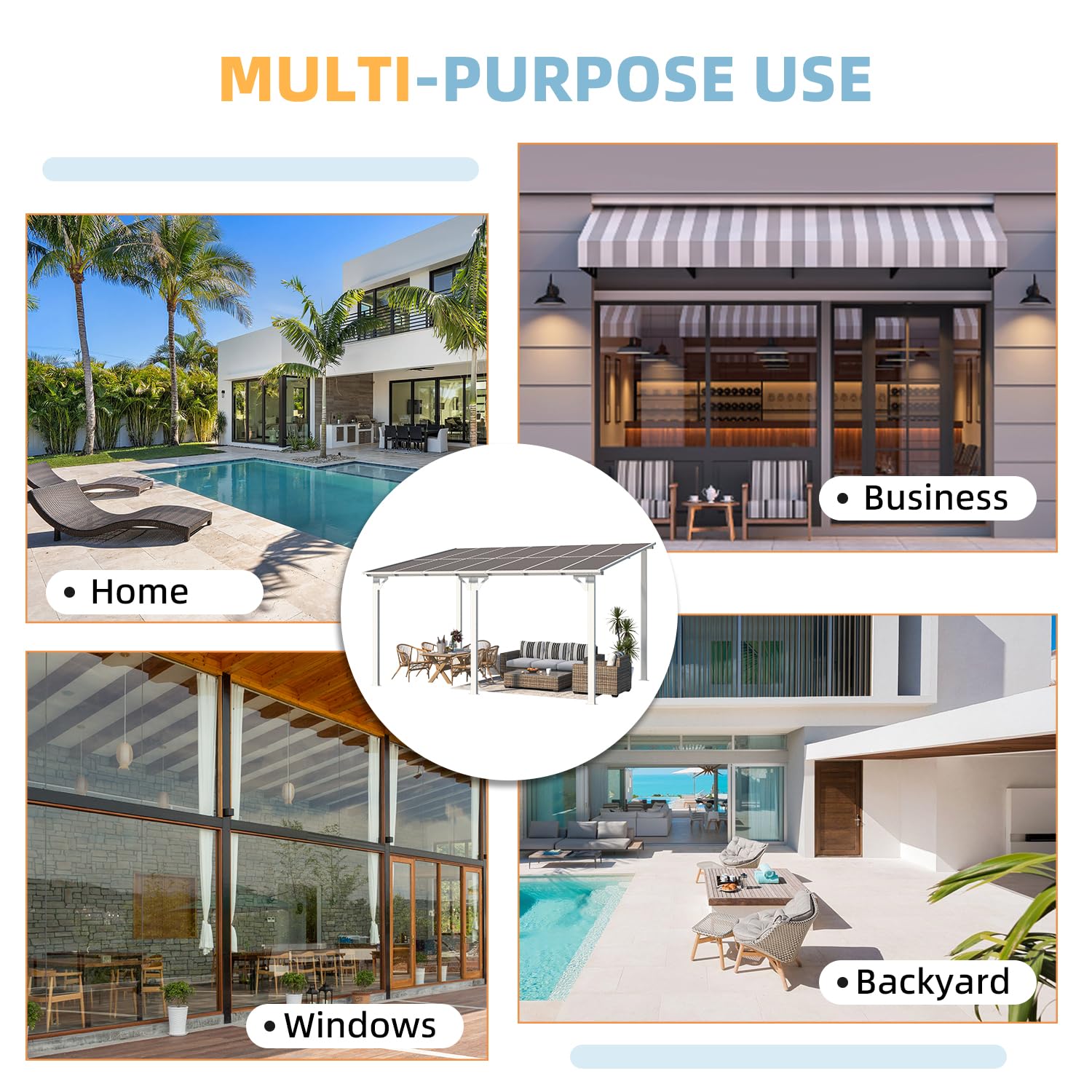 NetSo Wall Mounted Gazebo Pergola 14'x10' White - Durable Outdoor Shade Solution